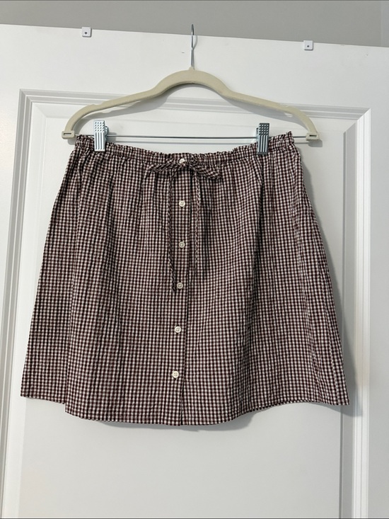 a new day Dresses & Skirts - Brown and White Gingham Button-Front Mini Skirt